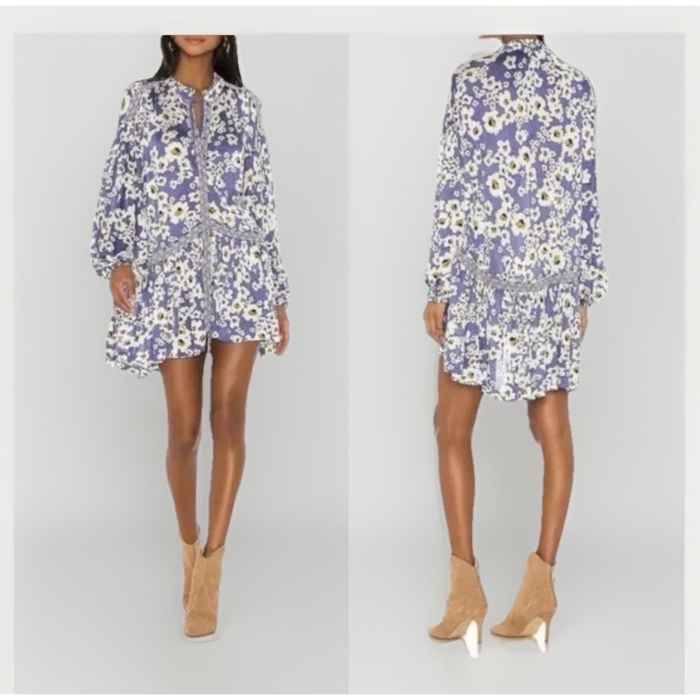 Free People Love Letter Floral Sheer Hi-Low Tunic Size S Oversized Boho Flowy